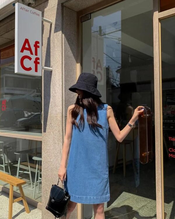 Summer Sleeveless Denim Mini Dress - Casual Women's Cotton Vest - Image 2