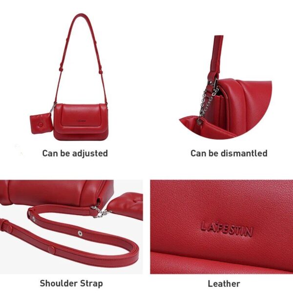 Designer Fashion Leather Shoulder Bag - Image 9