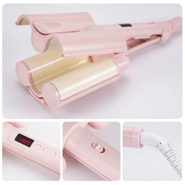Three-Barrel Ceramic Hair Curler with LCD and Automatic Features - Image 4