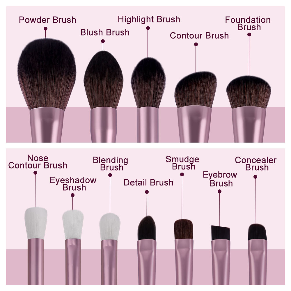 12 Pcs Grapes Purple Makeup Brush Set - Image 4