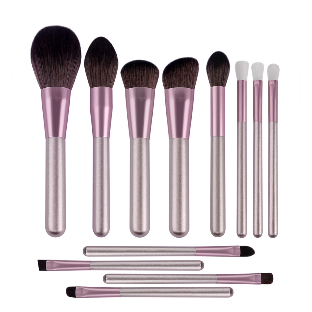 12 Pcs Grapes Purple Makeup Brush Set - Image 7