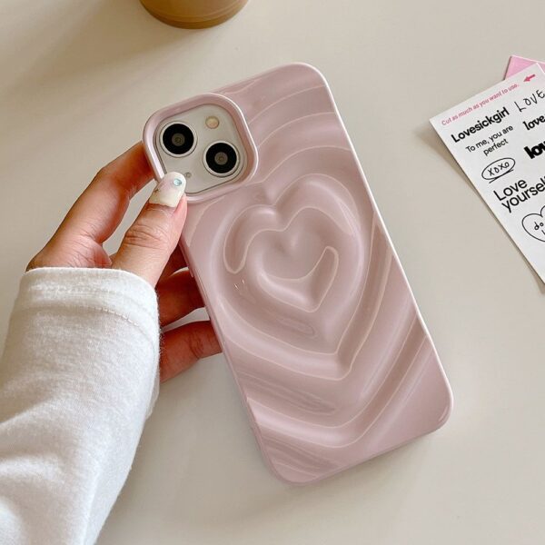Korean Glossy Heart Wave 3D iPhone Case - Image 6