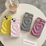 Korean Glossy Heart Wave 3D iPhone Case