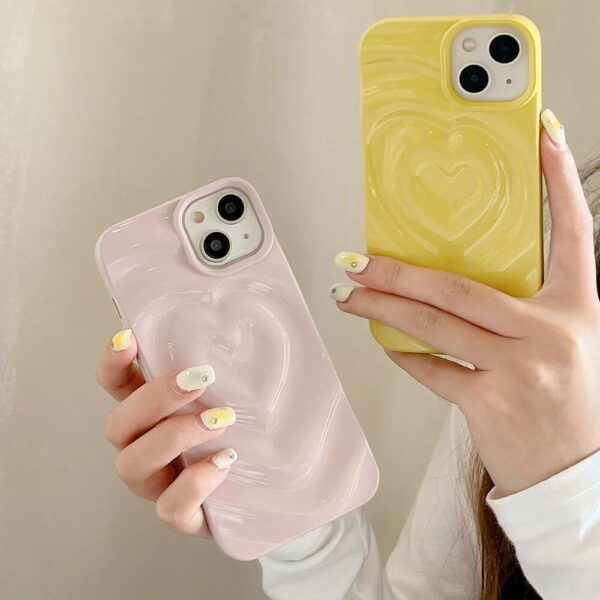 Korean Glossy Heart Wave 3D iPhone Case - Image 5