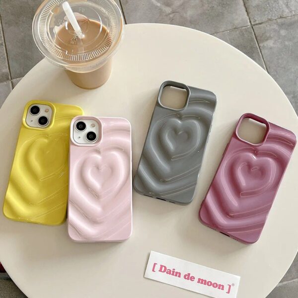 Korean Glossy Heart Wave 3D iPhone Case - Image 2