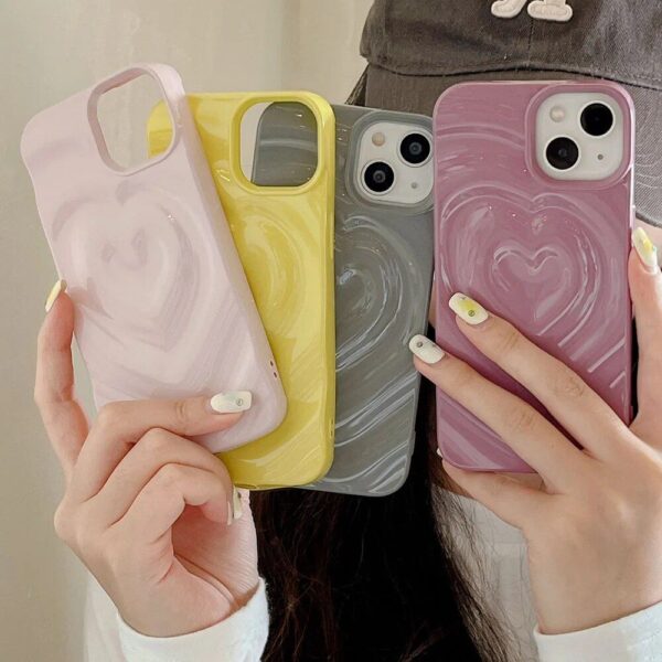 Korean Glossy Heart Wave 3D iPhone Case - Image 3