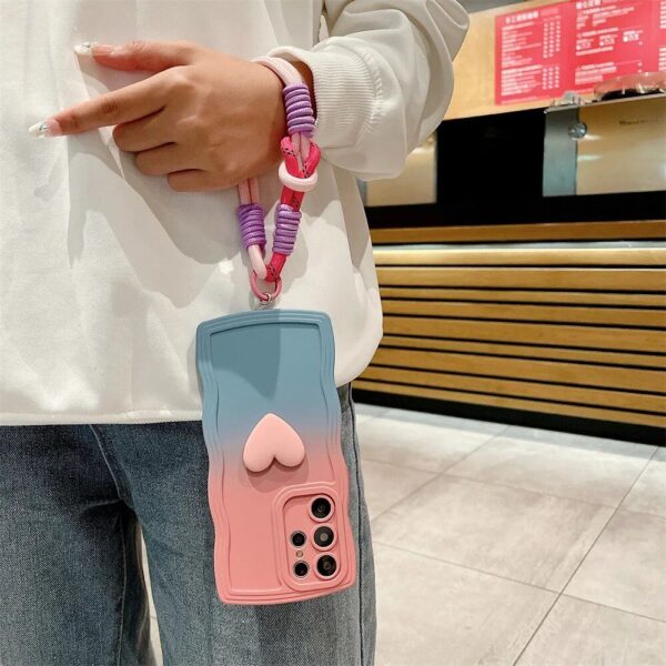 Gradient Love Wave Protective Case with Wrist Strap for Samsung Galaxy Series - Image 7