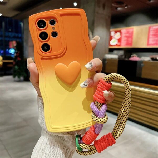 Gradient Love Wave Protective Case with Wrist Strap for Samsung Galaxy Series - Image 4