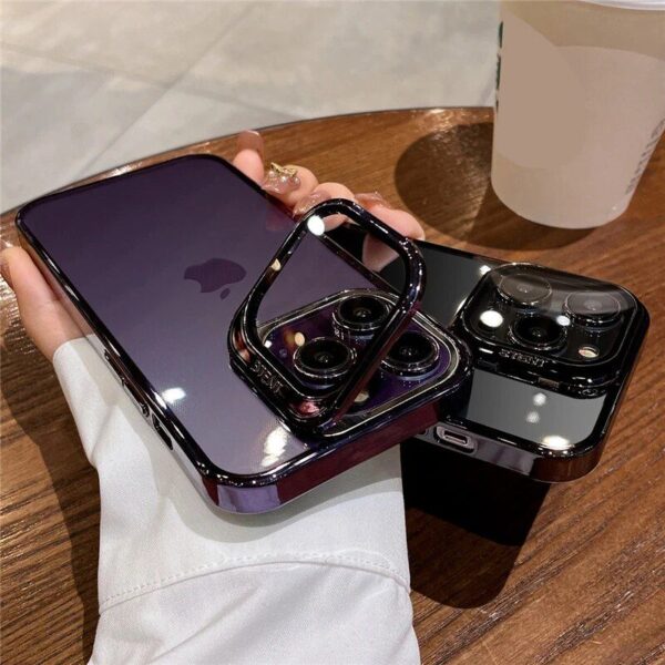 Clear Shockproof Cover with Invisible Glass Camera Lens Stand - Image 4