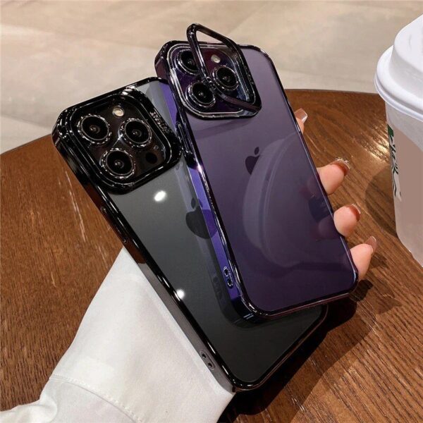 Clear Shockproof Cover with Invisible Glass Camera Lens Stand - Image 2