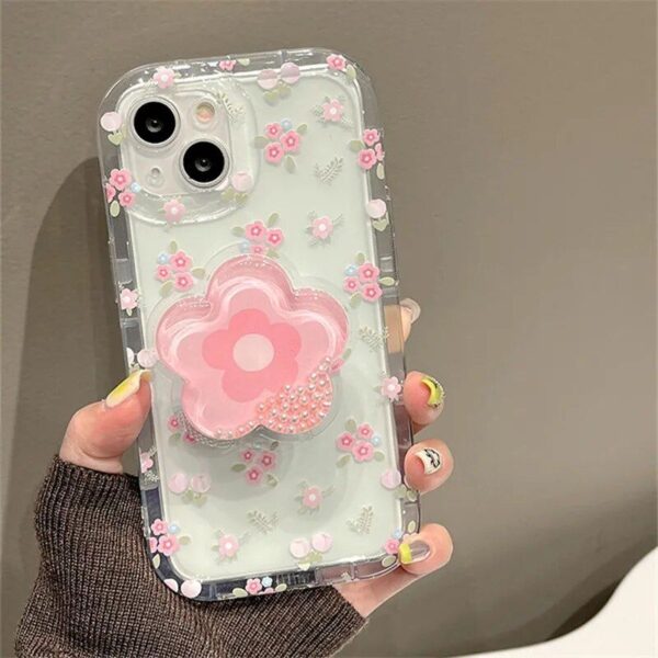 Quicksand Pink Flower Holder iPhone Case - Image 5