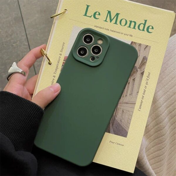 Shockproof Green Silicone TPU Phone Case for iPhone 14 13 12 11 Pro Max - Soft Full-Lens Protection - Image 7