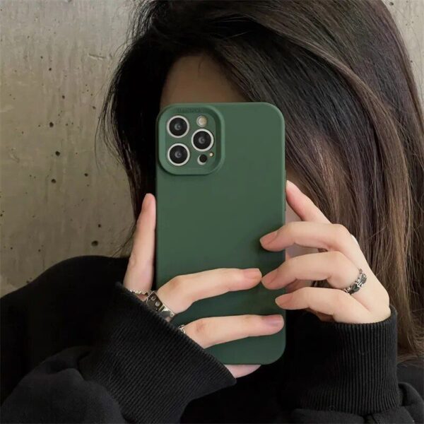 Shockproof Green Silicone TPU Phone Case for iPhone 14 13 12 11 Pro Max - Soft Full-Lens Protection - Image 4