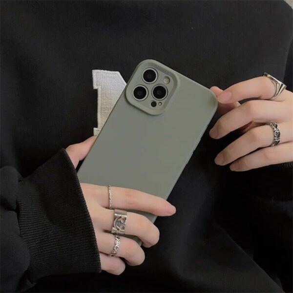 Shockproof Green Silicone TPU Phone Case for iPhone 14 13 12 11 Pro Max - Soft Full-Lens Protection - Image 6