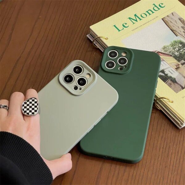 Shockproof Green Silicone TPU Phone Case for iPhone 14 13 12 11 Pro Max - Soft Full-Lens Protection - Image 3