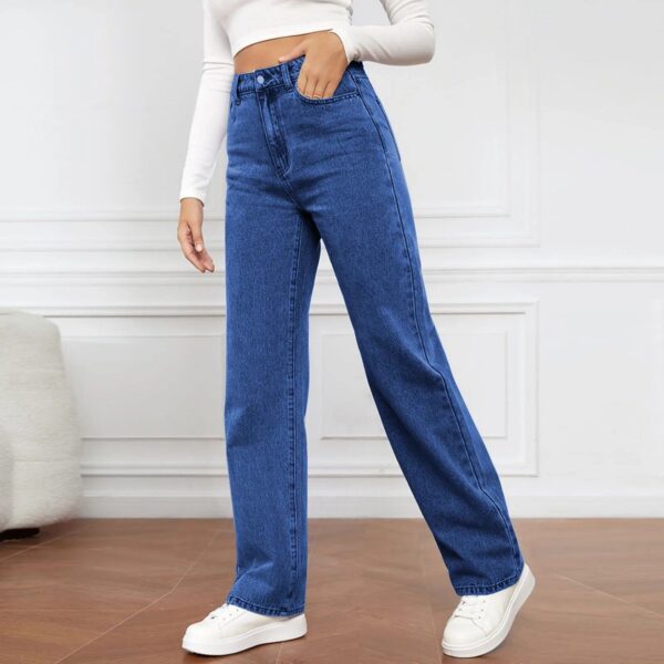 Women's Stretch Straight Leg Jeans - Fashionable Slim Fit Denim - Image 2