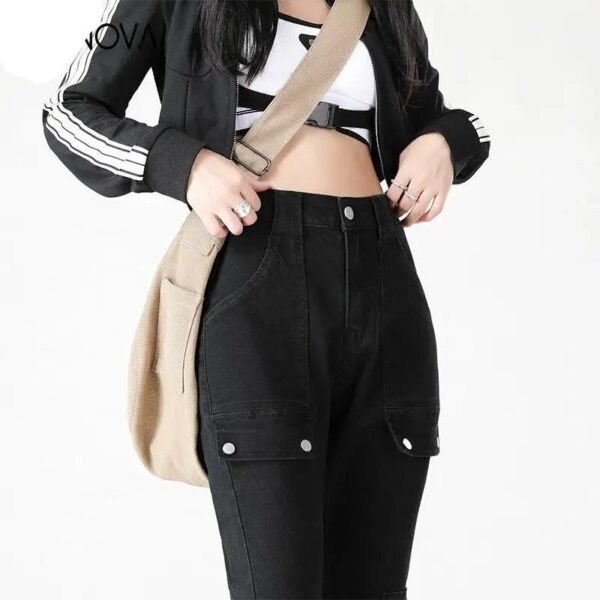 High Waist Slimming Flare Jeans with Pockets - Retro Safari Street Style - Image 4