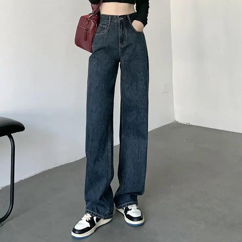 High Waist Y2K Wide Leg Denim - Casual Autumn/Winter Women's Jeans - Image 3