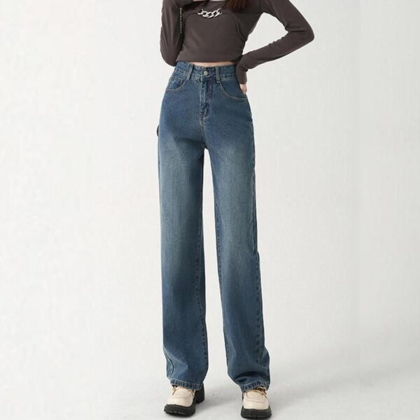 High Waisted Wide Leg Jeans - Vintage Y2K Baggy Streetwear Denim - Image 3