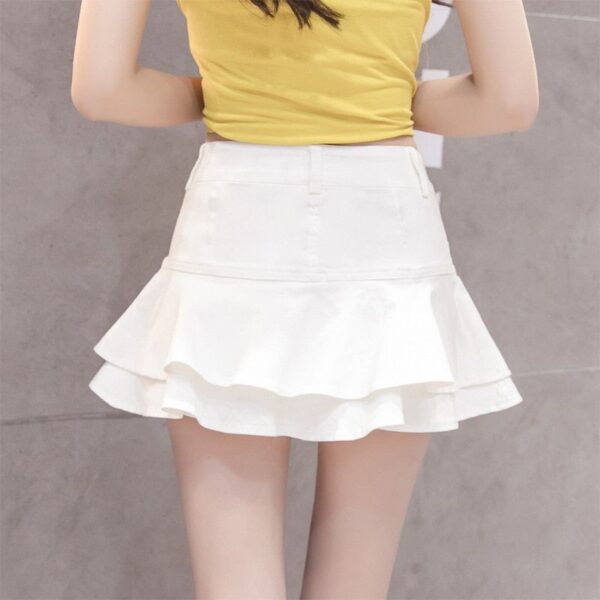 Chic Vintage Denim Mini Skirt - Women's High-Waisted A-Line with Pockets - Image 5
