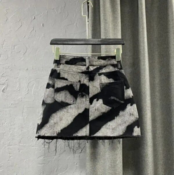 High-Waist Tie-Dye Denim Mini Skirt - Image 3