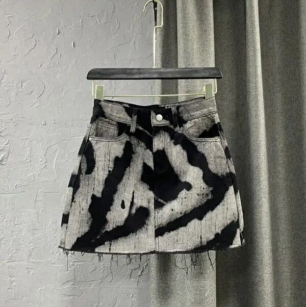 High-Waist Tie-Dye Denim Mini Skirt - Image 4