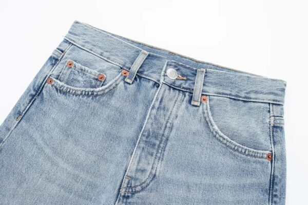 Summer Blue High-Waist Zipper Fly Denim Shorts - Casual & Chic - Image 3