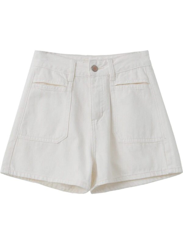 High Waist A-line Denim Shorts - Wide Leg Hot Pants for Women - Image 4