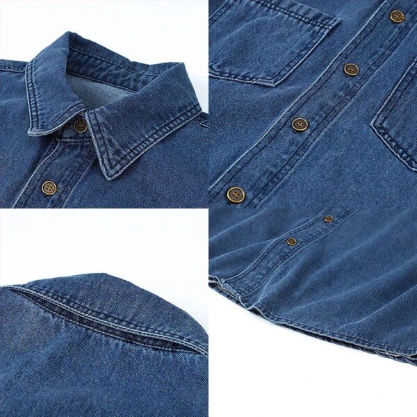 Summer Denim Blouse for Women: Casual Short Sleeve Button-Up Shirt - Image 7