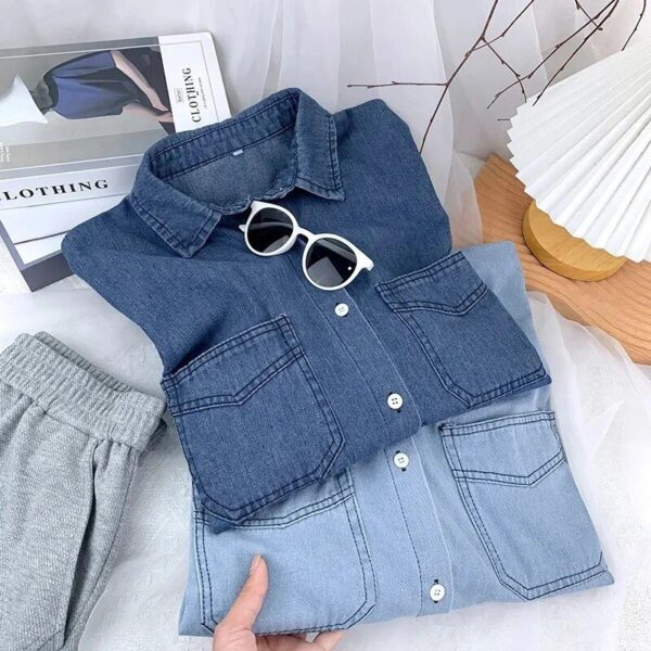 Spring Basic Denim Blouse for Women - Image 4