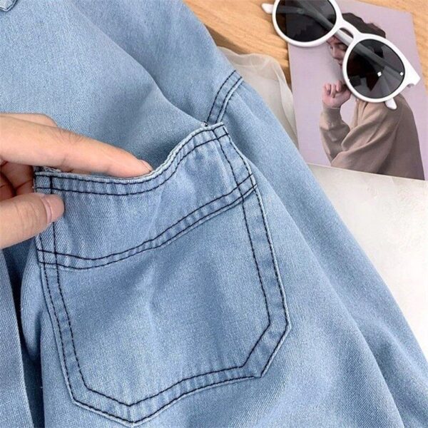 Spring Basic Denim Blouse for Women - Image 6