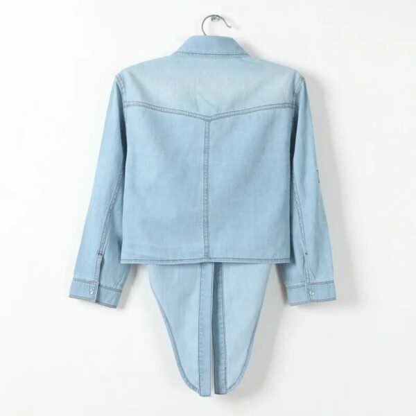 Summer Chic Denim Crop Top - Women's Slim-Fit Short Sleeve Shirt - Image 4