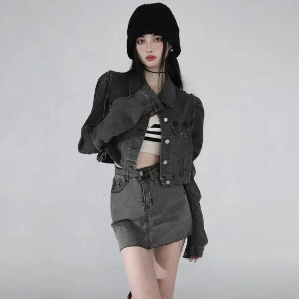 Women's Vintage Gray Denim Jacket - Casual Streetwear Loose Jean Coat - Image 6
