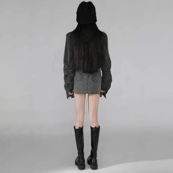 Women's Vintage Gray Denim Jacket - Casual Streetwear Loose Jean Coat - Image 7