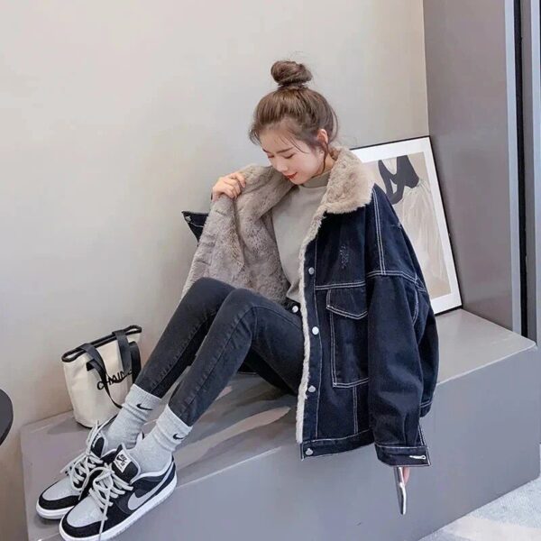 Thic Winter Casual Oversized Denim Coat for Women