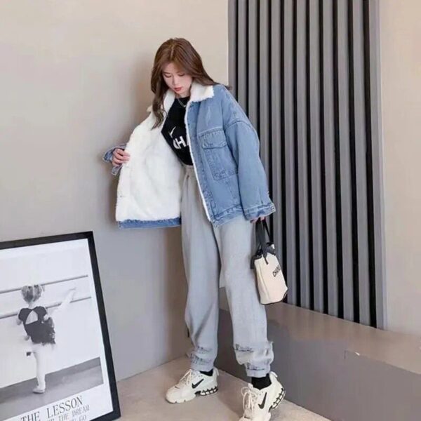 Thic Winter Casual Oversized Denim Coat for Women - Image 3