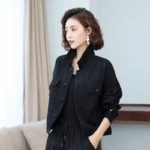 Classic Style Cropped Denim Jacket for Women