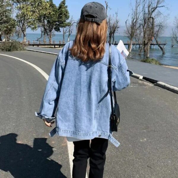 Women's Korean-Style Denim Jacket - Trendy Loose Fit with Button Detail - Image 7