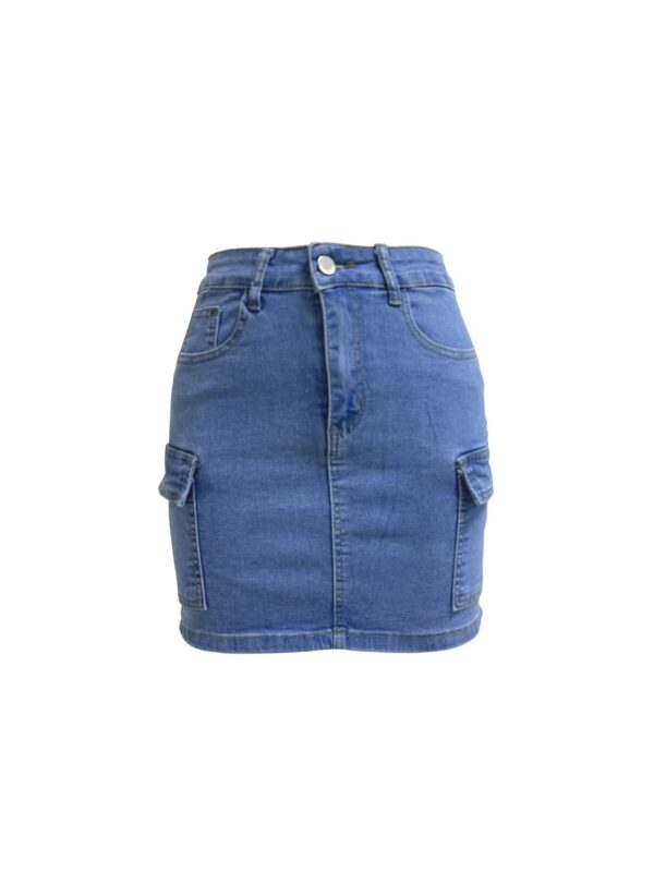 Chic Spliced Pocket Denim Skirt | Casual Mini Jean Skirt for Women - Image 7