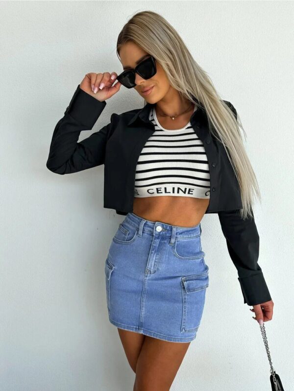Chic Spliced Pocket Denim Skirt | Casual Mini Jean Skirt for Women - Image 6