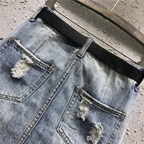 High Waist Ripped Denim Mini Skirt - Raw Edge Sexy A-Line for Spring/Summer 2023 - Image 5