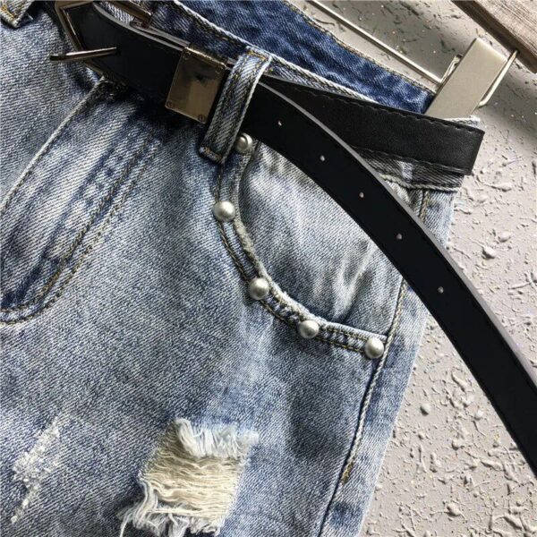 High Waist Ripped Denim Mini Skirt - Raw Edge Sexy A-Line for Spring/Summer 2023 - Image 6