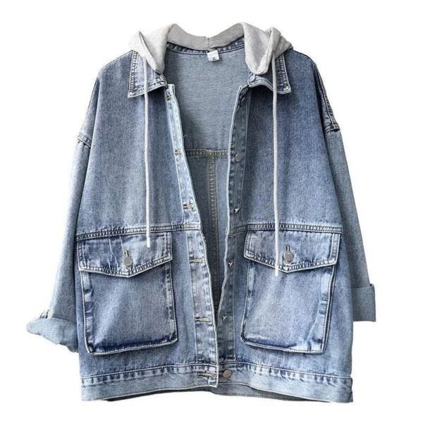 Chic Hooded Denim Jacket - Women's Casual Spring Outerwear - Image 6