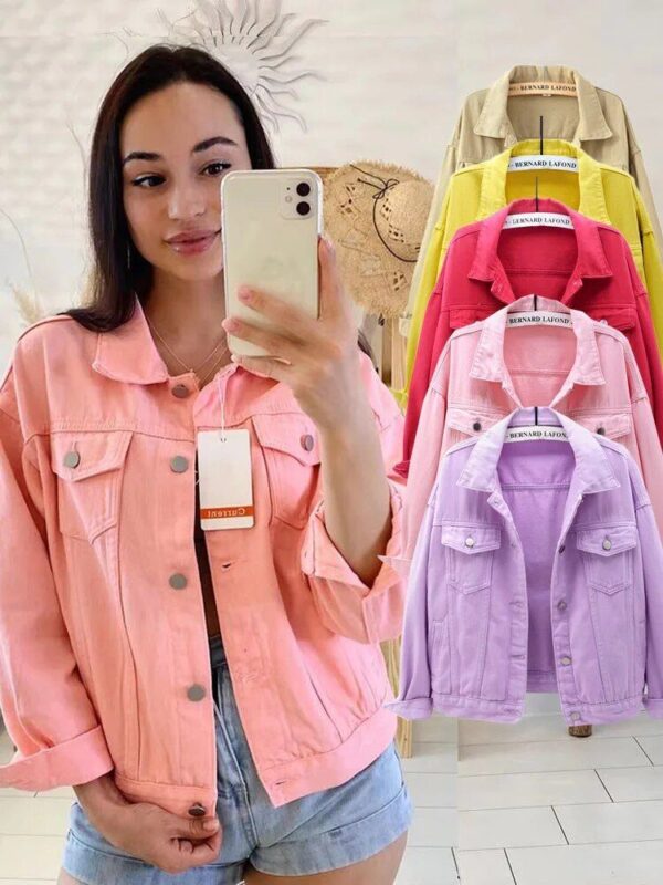 Chic Spring Denim Jacket - Women's Casual Cotton Outerwear S-3XL - Image 2